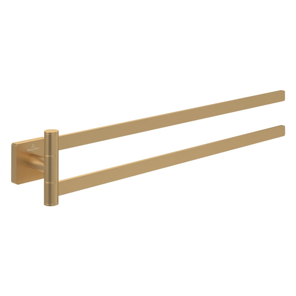 Cutout image of Villeroy & Boch Elements Striking Brushed Gold 432mm Hinged Double Towel Rail